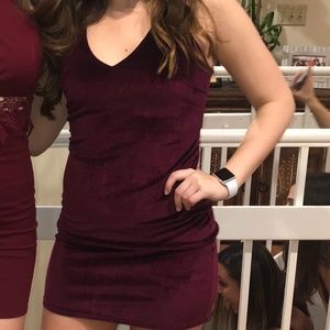 Maroon Velvet Cocktail Dress